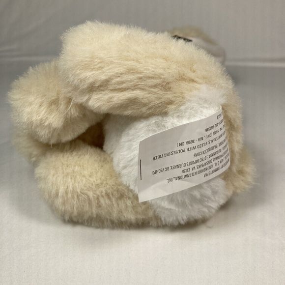 6" Cream Colored Baby Bunny Black and Cream Check Bow Stuffed Animal - Picture 9 of 12